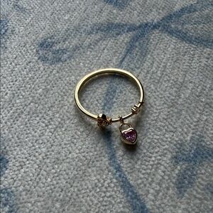 Gold Ring with Pink Heart Charm